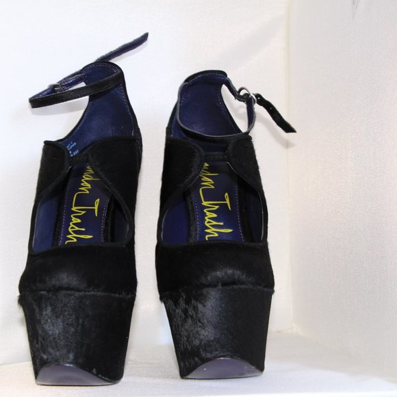LONDON TRASH Black Pony Hair Heels Pump - Picture 4 of 9
